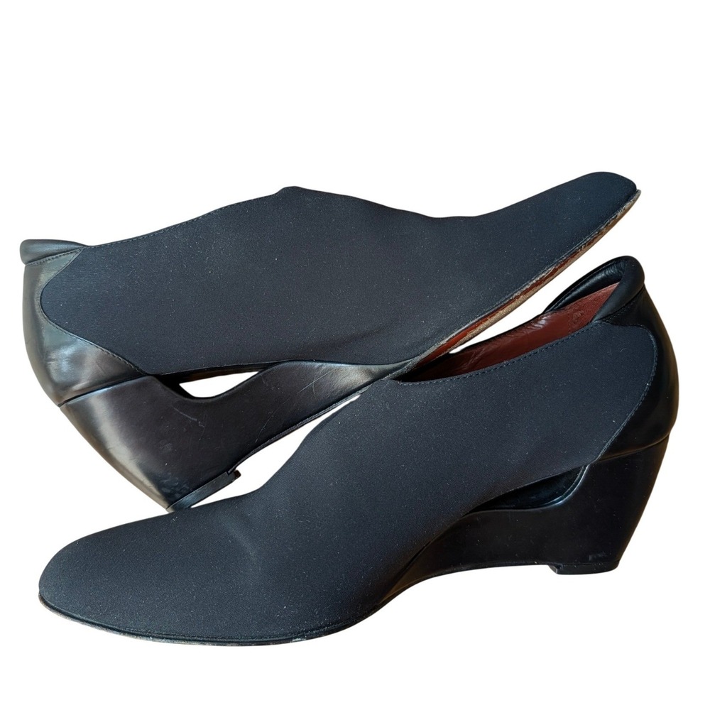 Donald J Pliner Couture Black Stretch Wedge Booties Made in Italy Size 8.5M